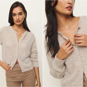 Reformation Cece Alpaca Ribbed Cardigan (Barley color)